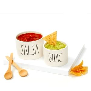 Rae Dunn Gauc and Salsa Bowl Set w Bamboo Spoons NWT